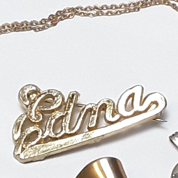 Vintage 60s Assorted Scatter Pins, Locket, Necklace, Mustard Seed, Name pin - Picture 5 of 9